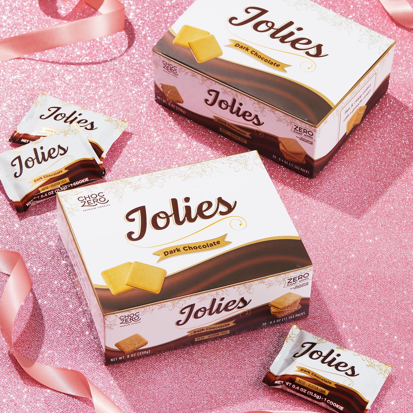 ChocZero Dark Chocolate Jolies Cookies, Sugar Free Chocolate Filled Cookies, Gluten Free, Keto, Low Carb, High Fiber, 8 oz Box