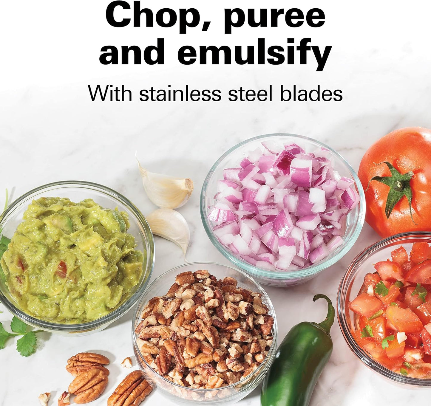 Hamilton Beach 3 Cup Electric Vegetable Chopper & Mini Food Processor | Simple Stack & Press Design | 350 Watts & Stainless Steel Blades For Dicing, Mincing & Puree | Dishwasher Safe | Black