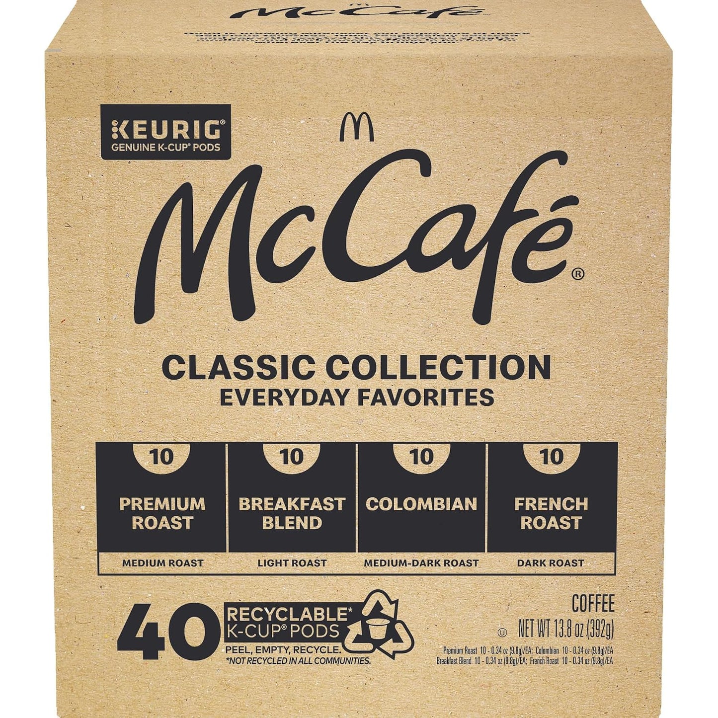 McCafe Classic Collection Single-Serve Coffee K-Cup Pods Variety Pack 40 Count