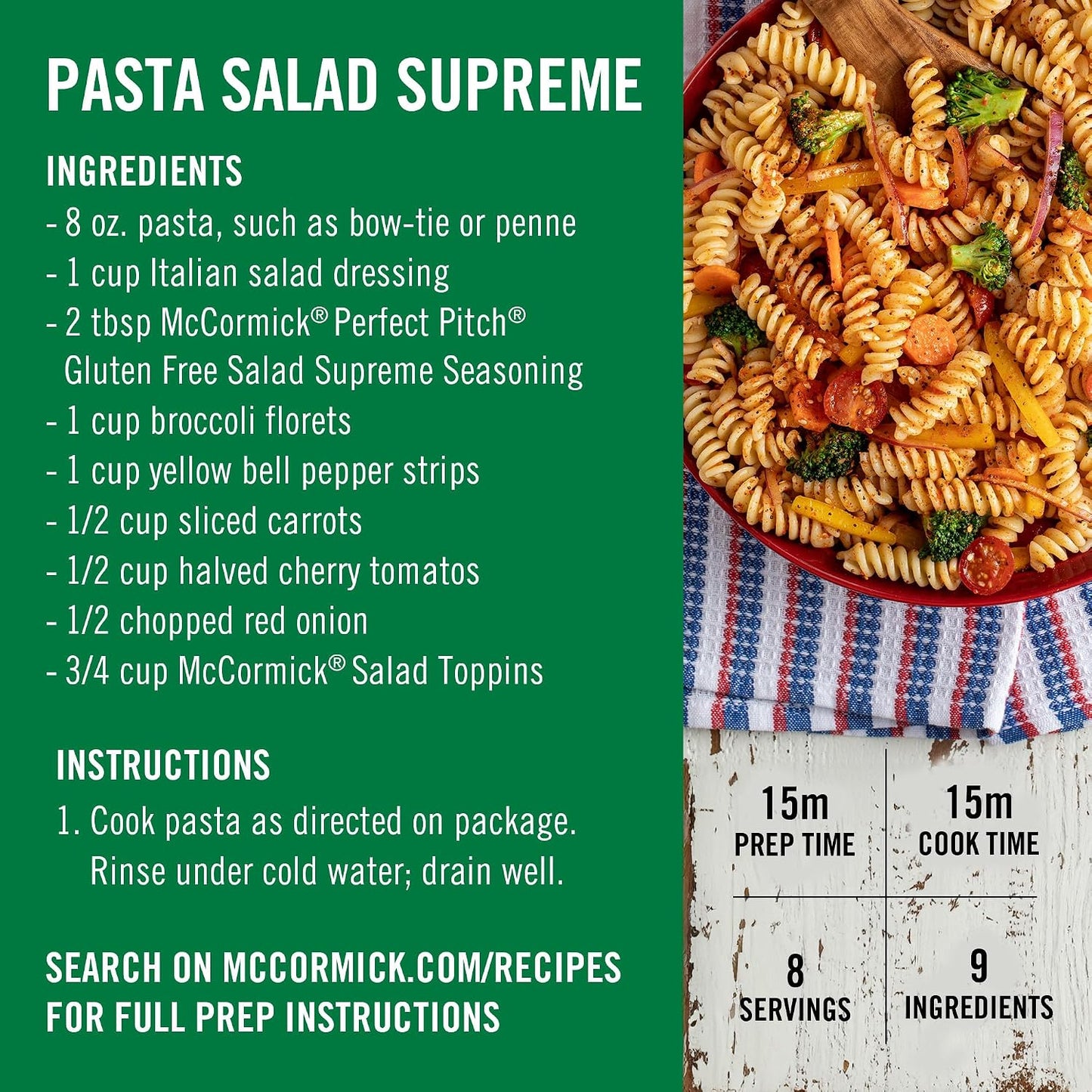 McCormick Perfect Pinch Seasoning, 8.25 oz, Salad Supreme, Vibrant Blend for Salads & More