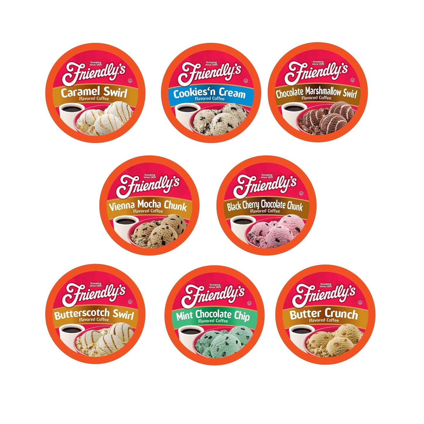 Friendly's Coffee Pods Assorted Flavored Variety Pack Compatible with Keurig K Cup Brewers