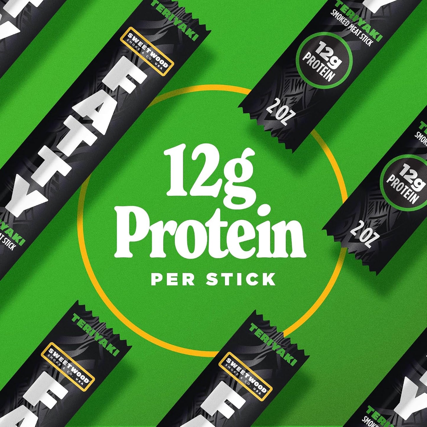 Grass Fed Beef and Pork Meat Sticks, 12g Protein, Teriyaki, 2 oz, Pack of 20