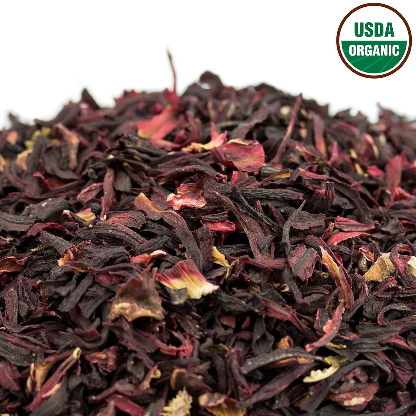100% Certified Organic Hibiscus Flowers Herbal Tea, 1LB, Caffeine Free, Bulk Resealable Bag