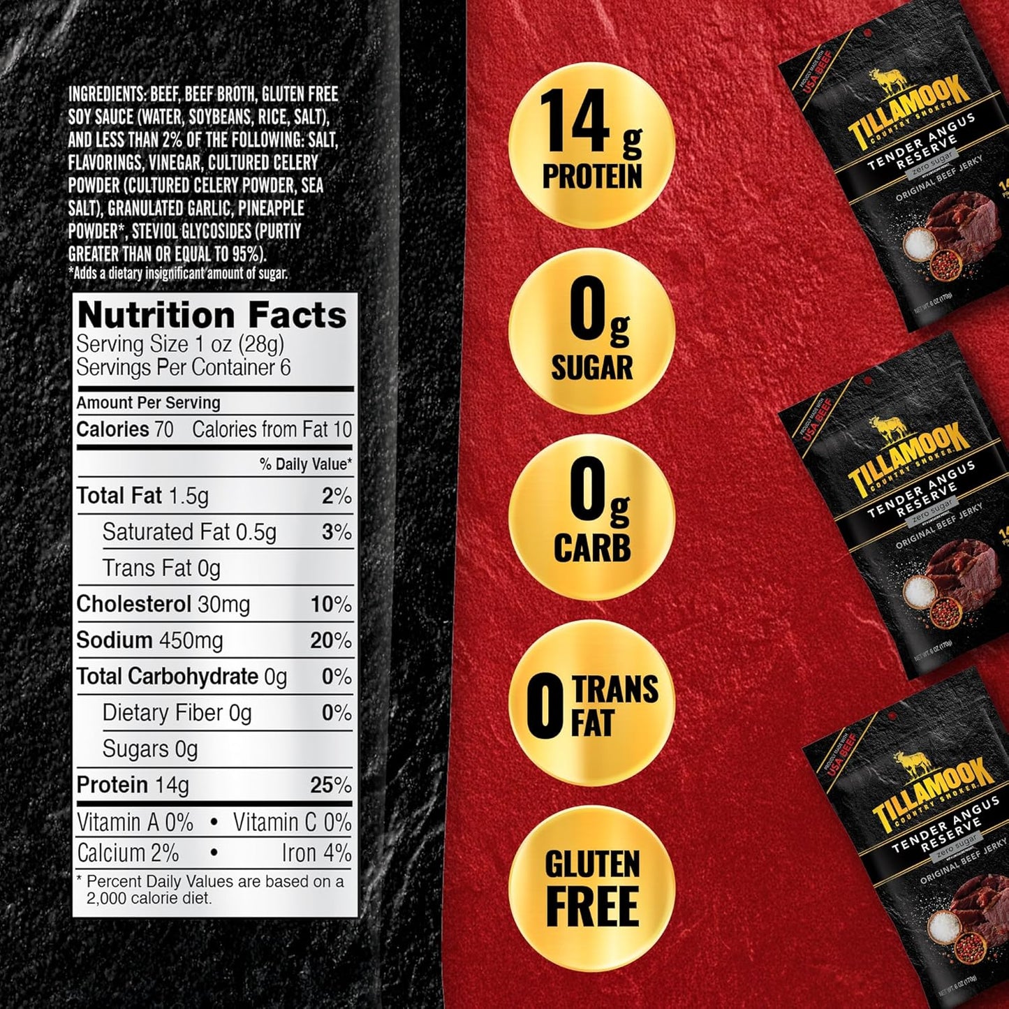 Tillamook Country Smoker Tender Angus Reserve Original Beef Jerky 6 oz