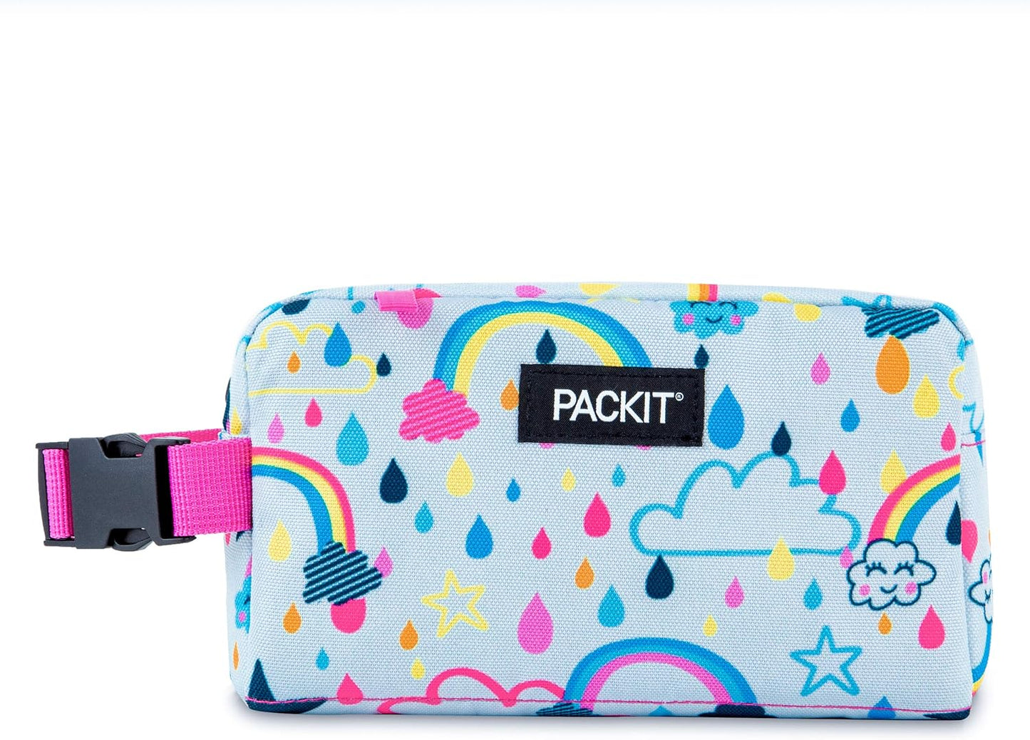 PackIt Freezable Snack Box, Rainbow Sky, Built with ECOFREEZE Technology, Collapsible, Reusable, Zip Closure with Buckle Handle, Great for All Ages and Fresh Snacks on the go