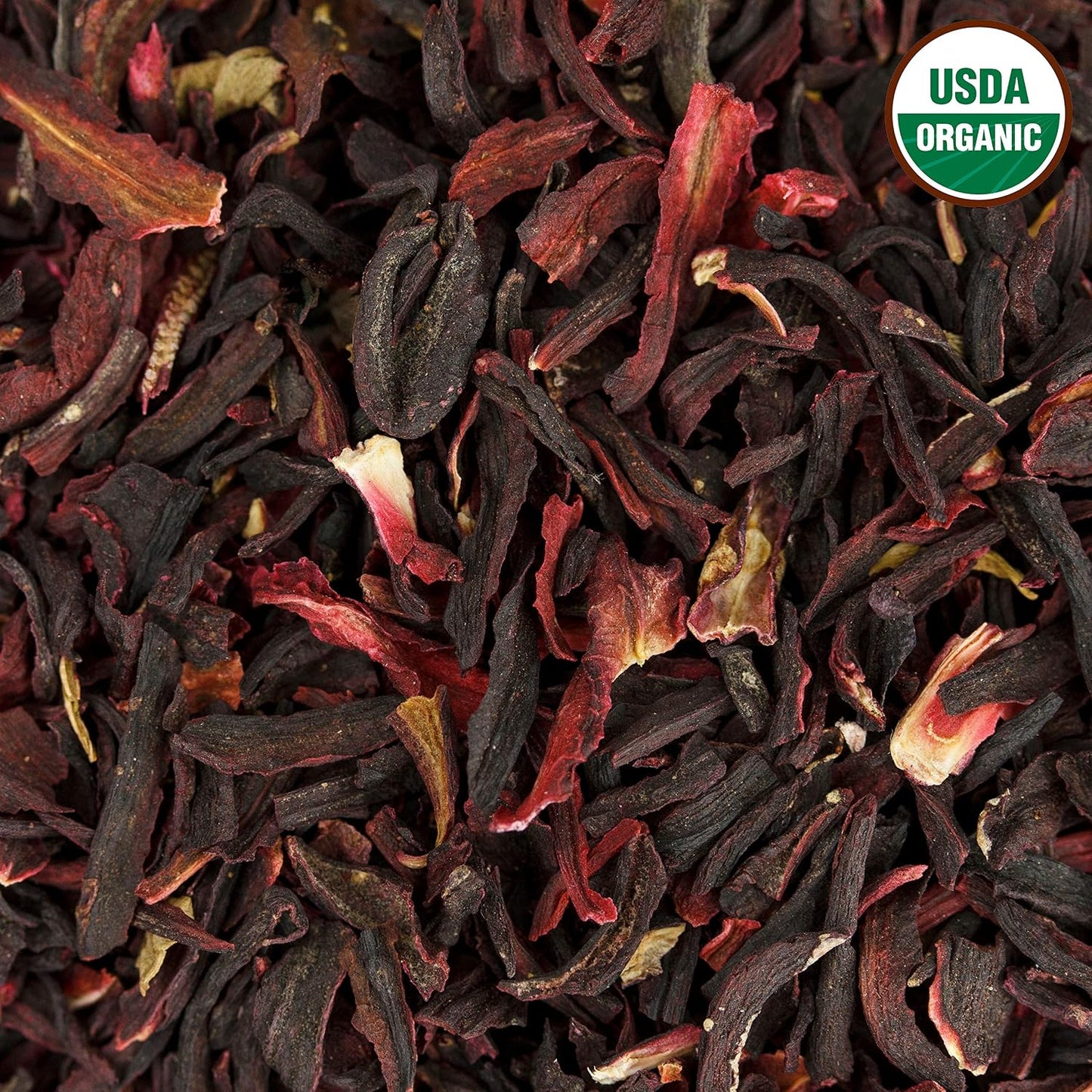 100% Certified Organic Hibiscus Flowers Herbal Tea, 1LB, Caffeine Free, Bulk Resealable Bag