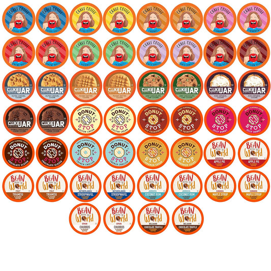 Coffee Pod Variety Packs Flavored Sampler Assorted Compatible with 2.0 K-Cup Brewers Variety Pack 52 Count