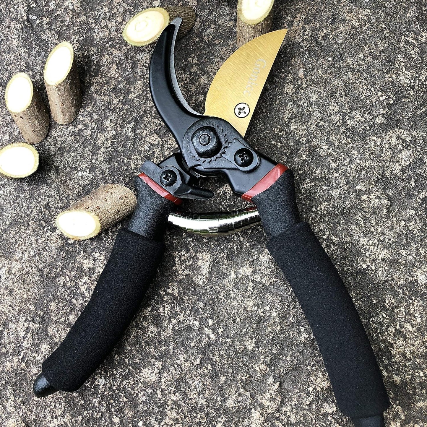 gonicc 8" Professional Premium Titanium Bypass Pruning Shears (GPPS-1003), Hand Pruners, Garden Clippers.